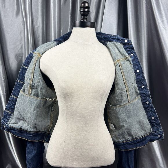 Fender Denim Jacket Women's M Rock & Roll Embroidered Blue Jean Cropped RARE - Picture 12 of 17